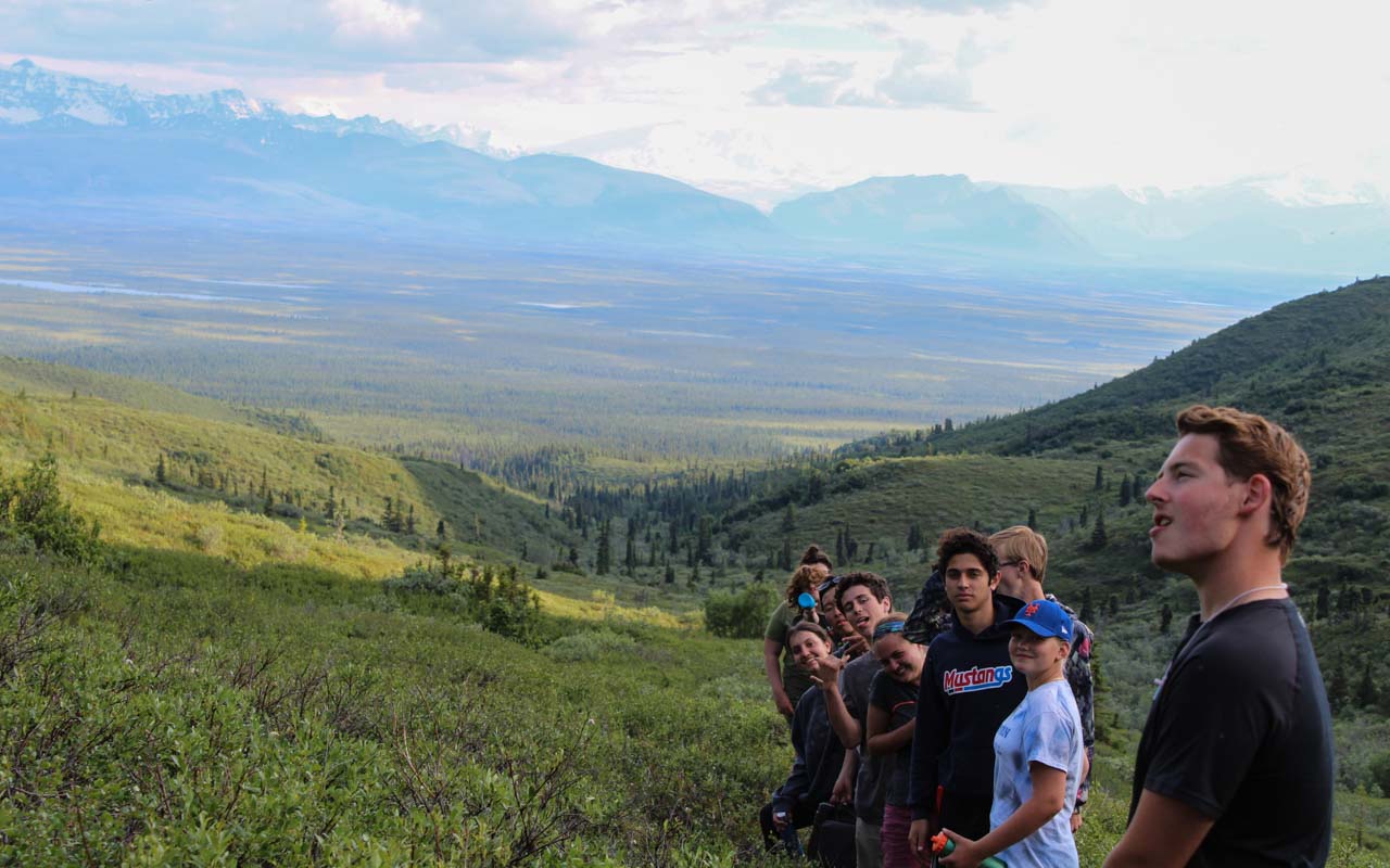 Teens on a hike in Alaska