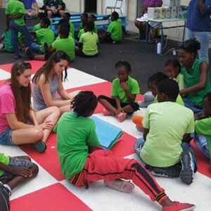 Working with kids during a language and cultural immersion camp at #VISIONSGuadeloupe. Come practice your French this summer!