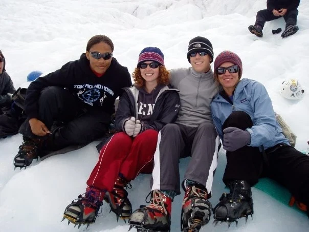 Antonia and VISIONS participants and director during an ice climbing trip in McCarthy, AK