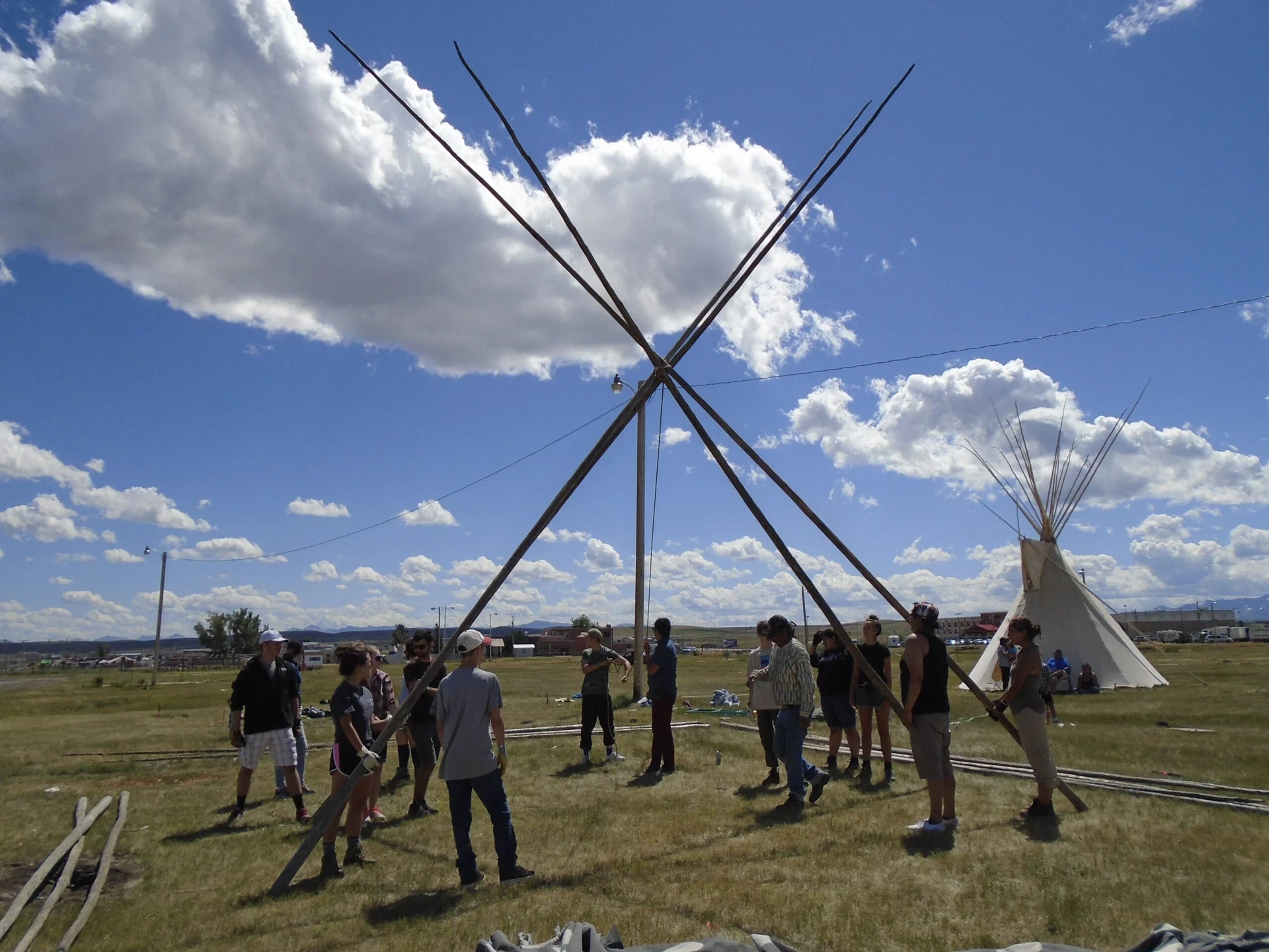 Teen Volunteers Build A Teepee